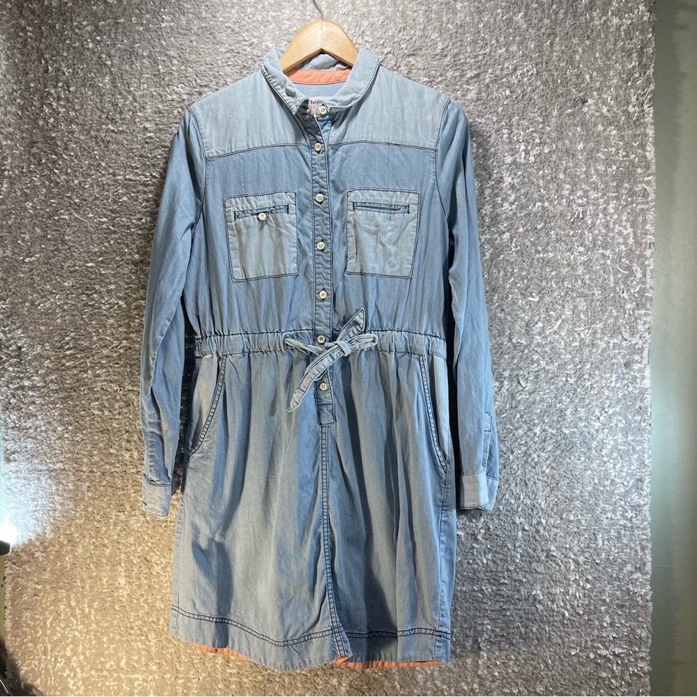 Holding Horses Anthropologie Tencel Cotton‎ Blue Denim Button Front Dress Medium